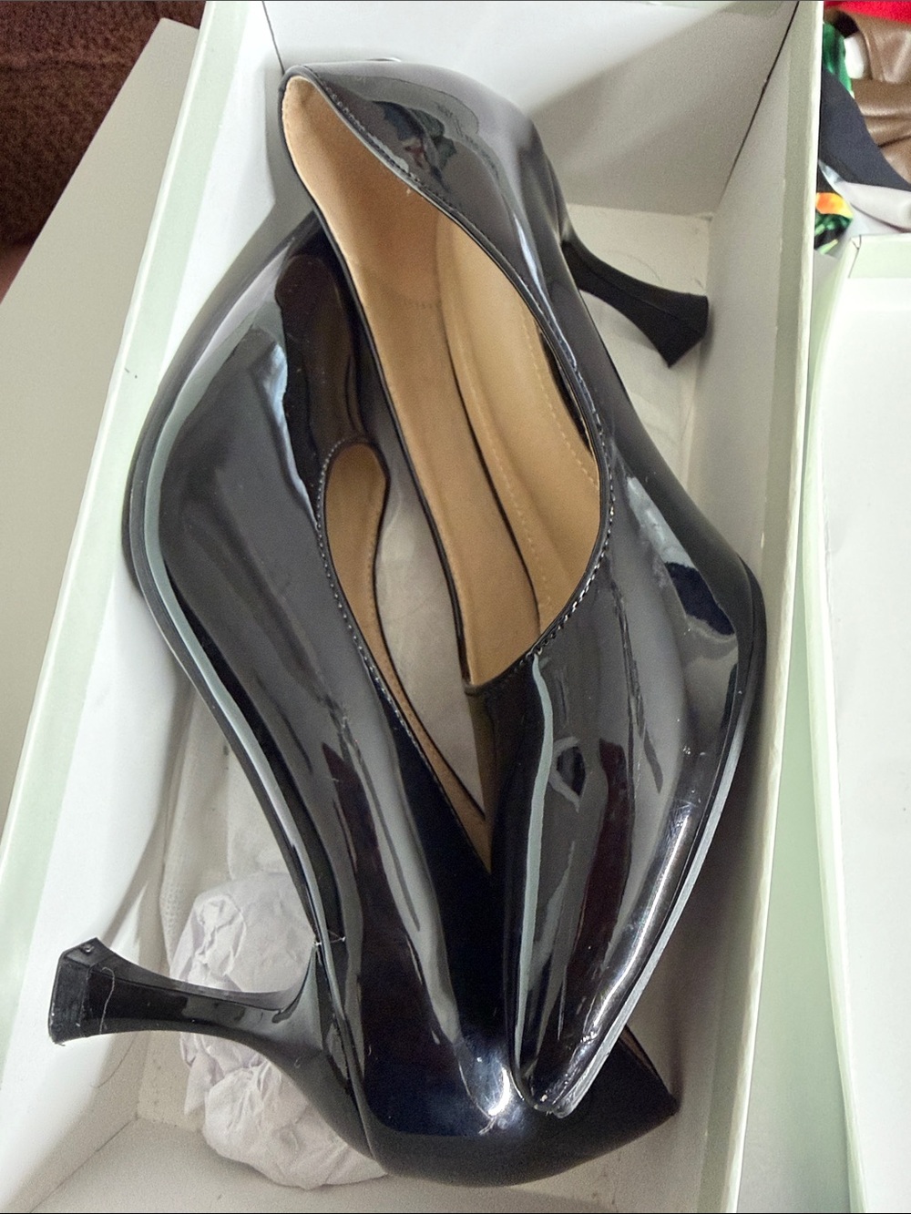 MOTF Black Patent Pointed-Toe Stiletto Pumps